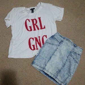 tshirt skirt outfit
